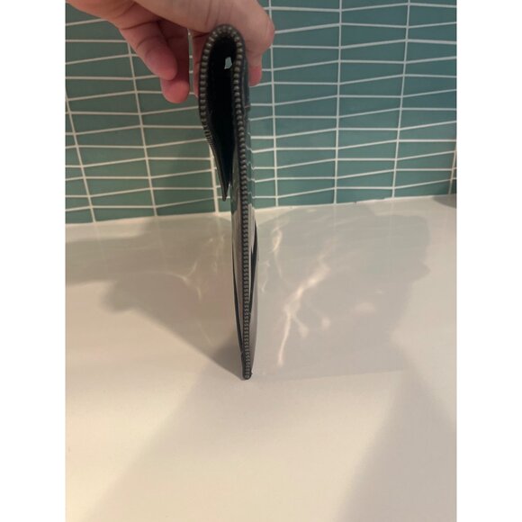 Metallic Silver Envelope Clutch Bag With Snap Closure & Interior Card Slots - Picture 9 of 10